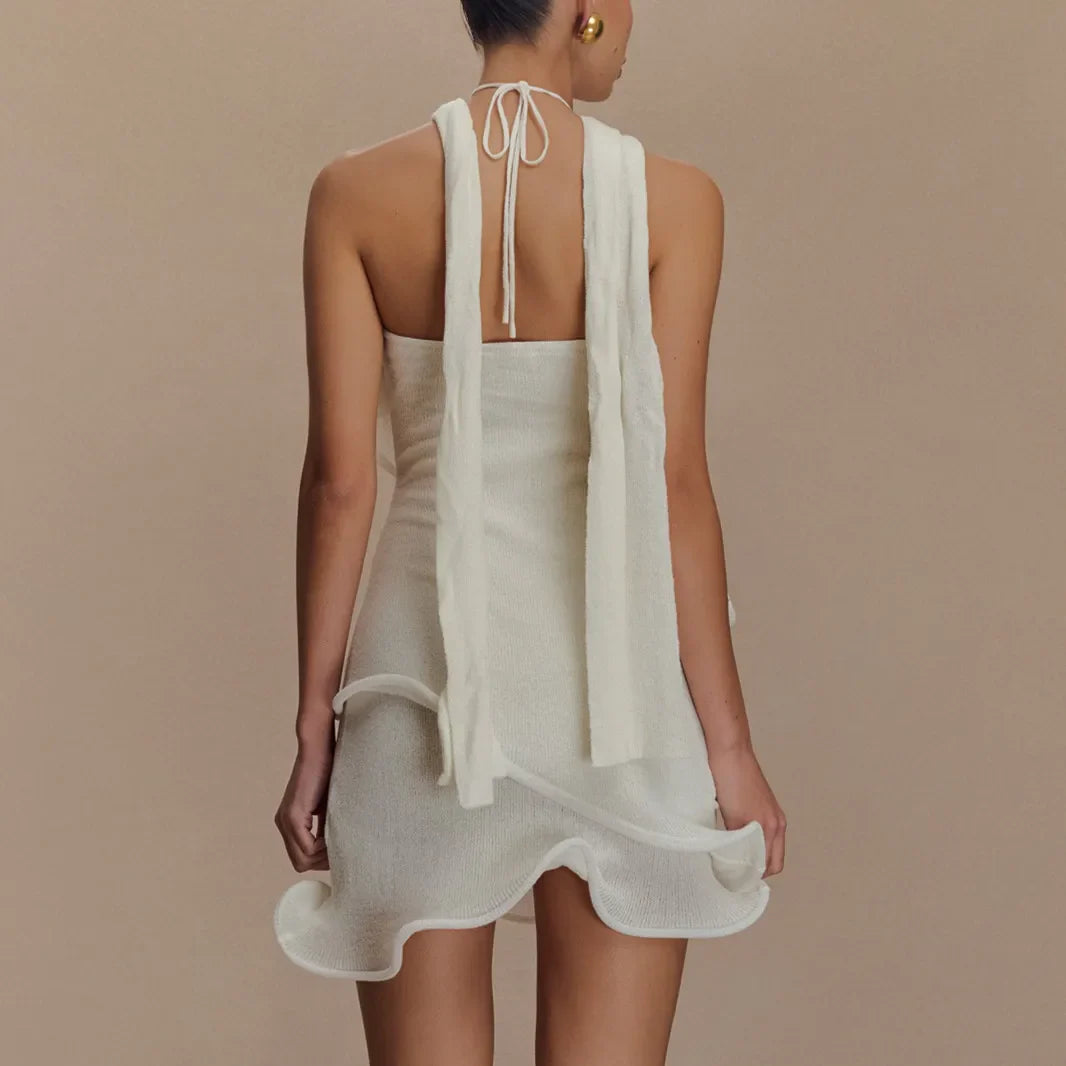Women Knitted Halter Mini Dress