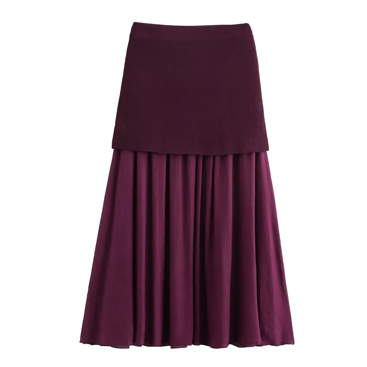 Women Knitted Sets Loose Skirt Set 2 Pieces - claret / L