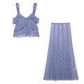 Women Lace Cropped Camisole Top Skirt Suit Set