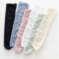 Women Lace Flower Fashion Ultra-thin Transparent Mesh Crew Socks