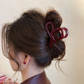 Women Large Dark Red Color Hair Claws - A8