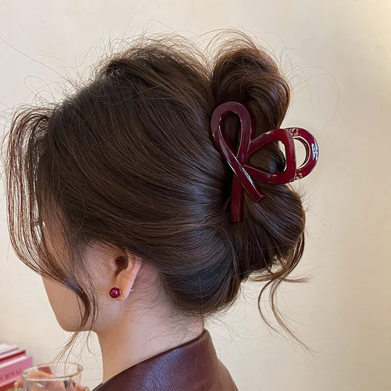 Women Large Dark Red Color Hair Claws - A8