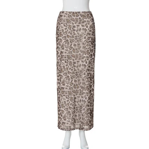 Women Leopard Print Top with Bandeau Off-the-shoulder - S / leopard skirt - Other