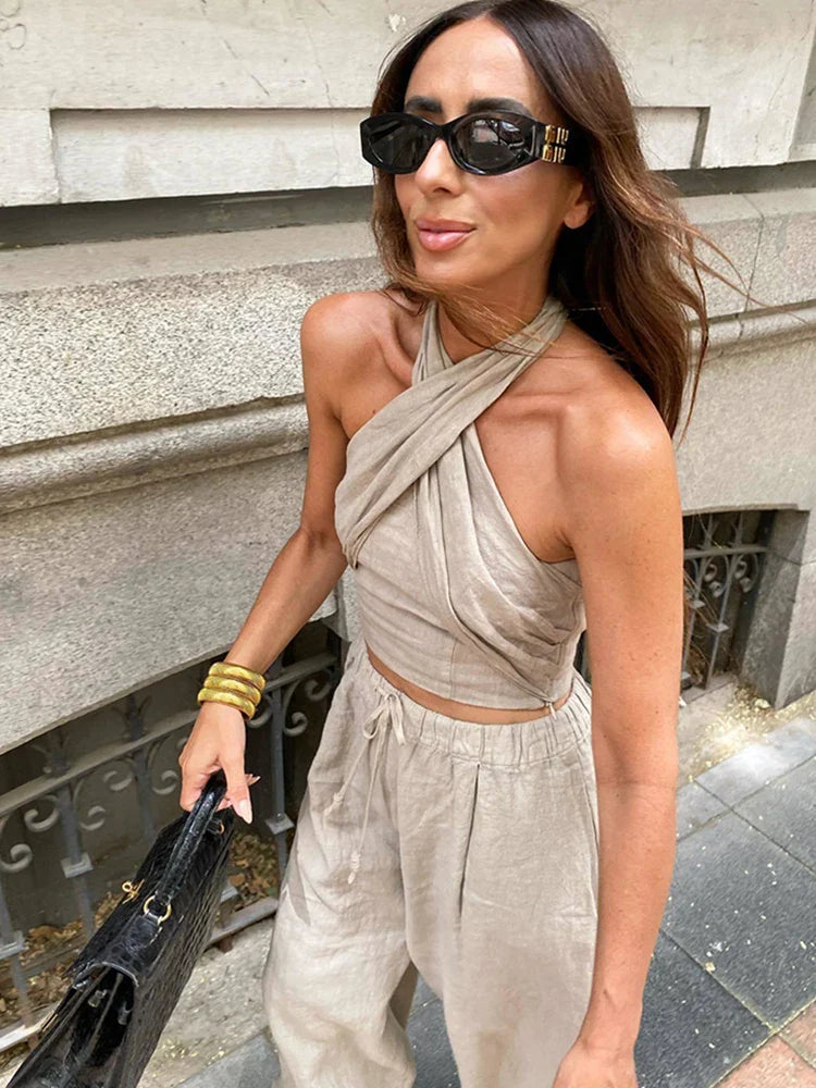 Women Linen Pants Set