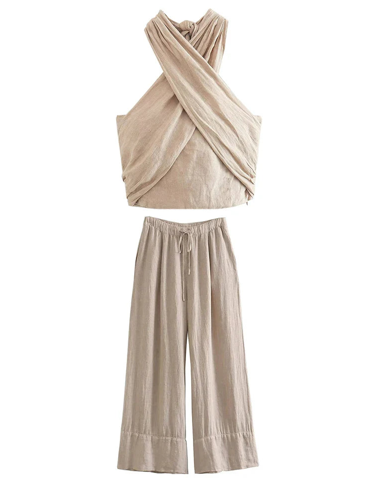 Women Linen Pants Set - suits / XS / CHINA