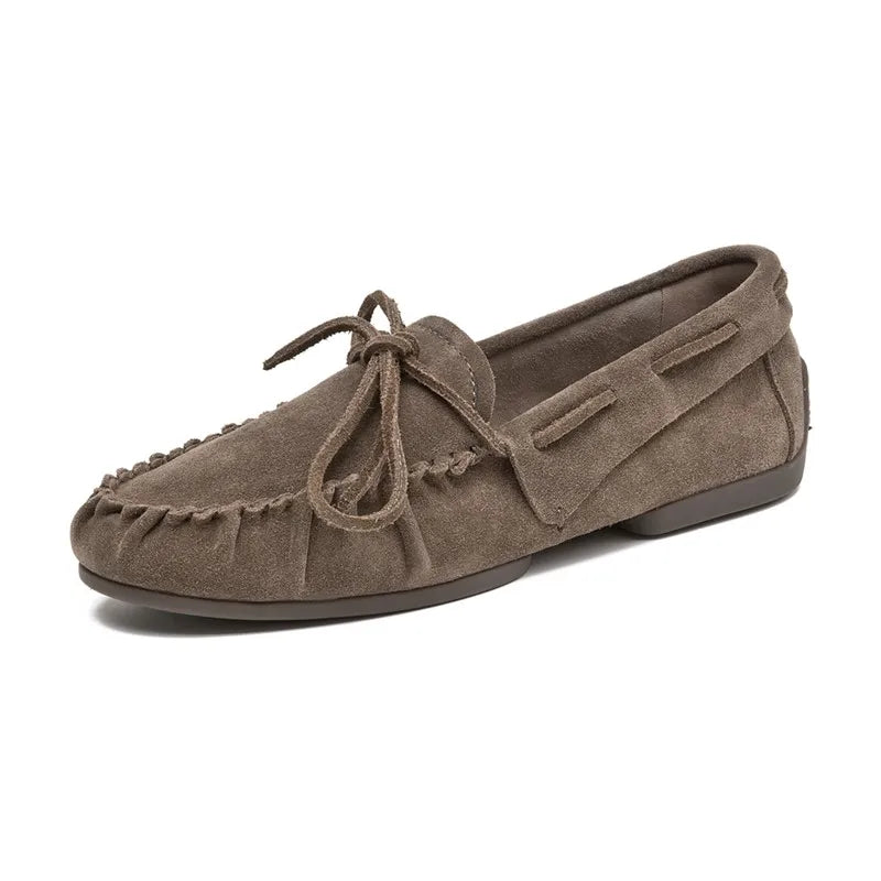 Women Loafers Genuine Leather Beanie Shoes