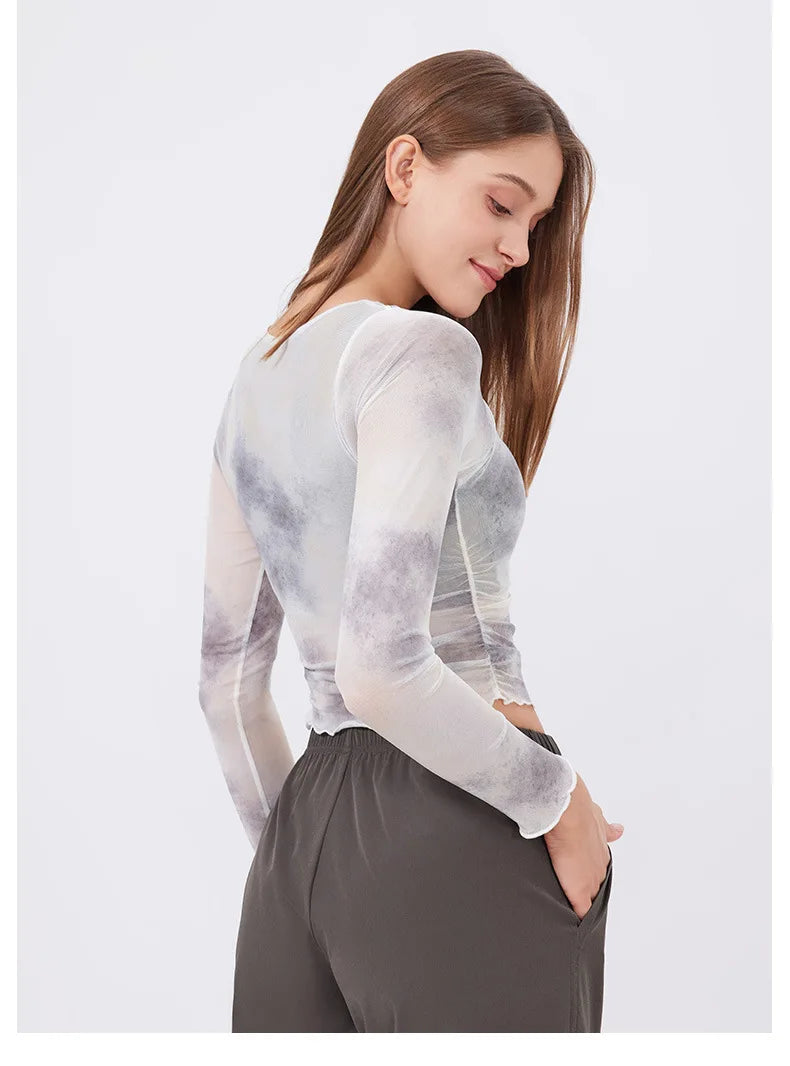 Women Long Sleeve With Chest Pad T-shirt Gym Workout Vest