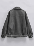 Women Loose Retro Pu Faux Leather Jacket