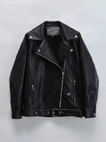 Women Loose Retro Pu Faux Leather Jacket