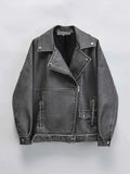 Women Loose Retro Pu Faux Leather Jacket