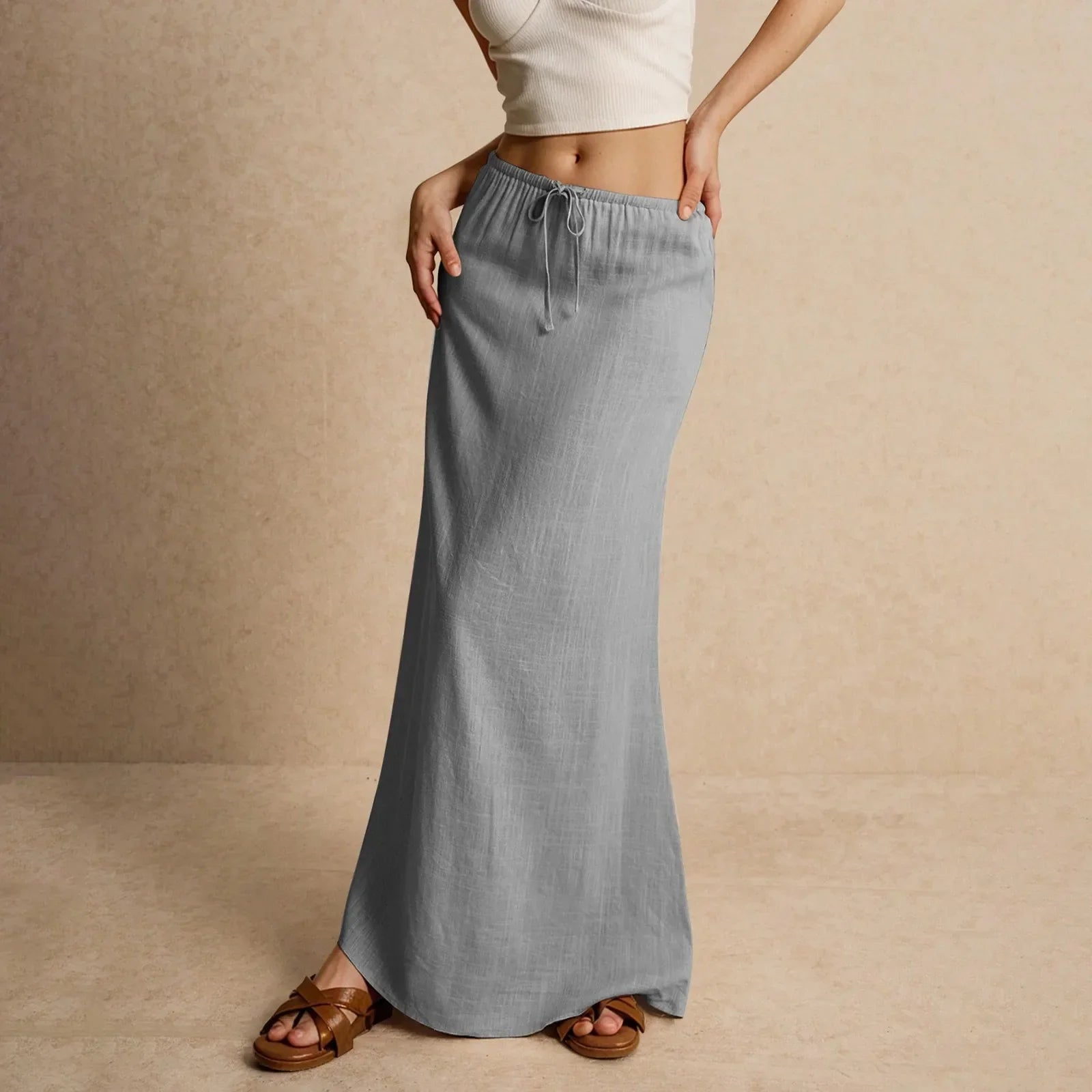 Women Low Waist Skirts - Gray / L