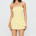 Women Mini Tube Top Dress - Yellow / XL