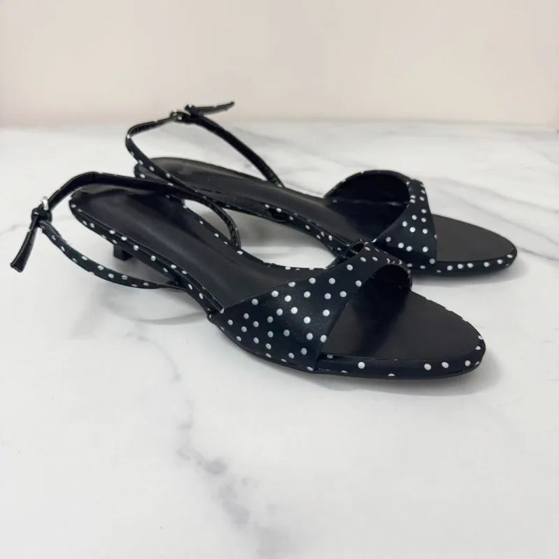 Women Modern Sandals Polka Dot Satin Open Toe