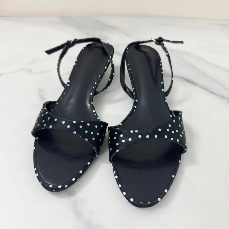 Women Modern Sandals Polka Dot Satin Open Toe