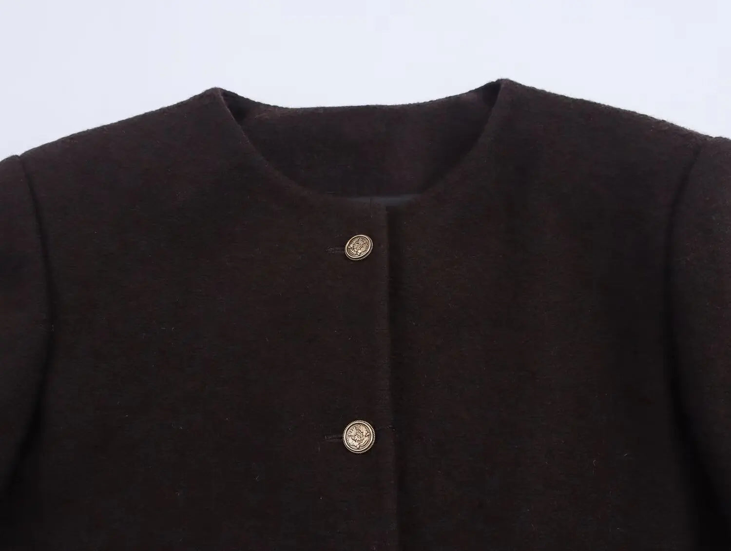 Women O-Neck Pilots Jacket with Metal Buttons