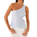 Women Off One Shoulder Tank Tops - Blue / M