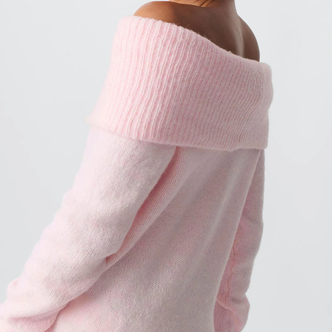 Women Off Shoulder Sweater - Pink / S