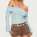Women Off Shoulder Top - Blue / S