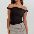 Women Off Shoulder Top Sleeveless Twist Strap Tank - A / L