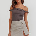 Women Off Shoulder Top Sleeveless Twist Strap Tank - B / M