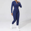 Women One Piece V Back Tracksuit - navy blue / L / CHINA