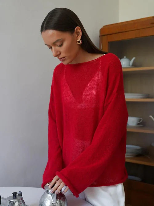 Women Oversized Sweater Summer Autumn Casual - L / Red - Other