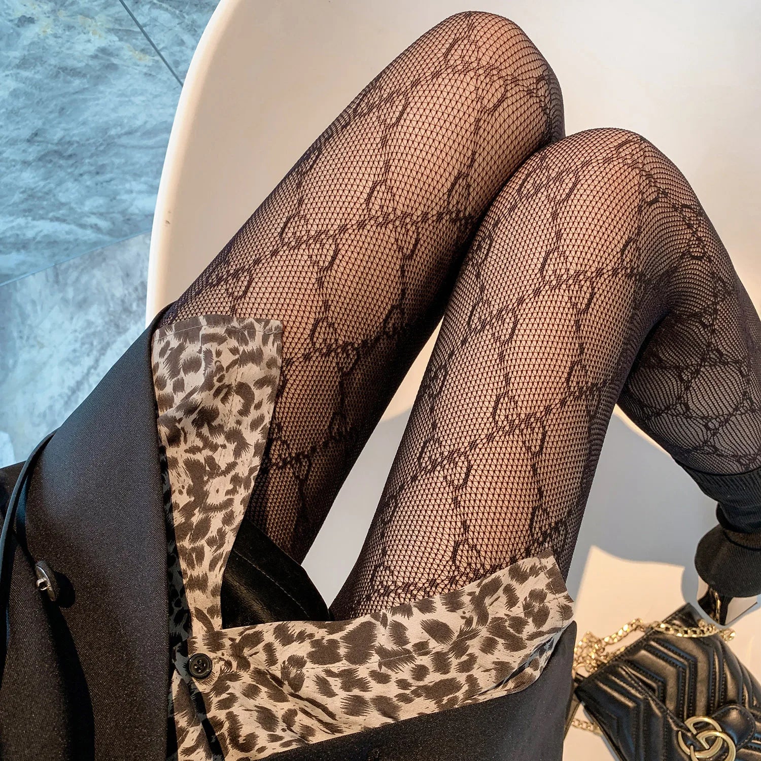 Women Pantyhose Tights Mesh Fishnet - 3071 black / One Size