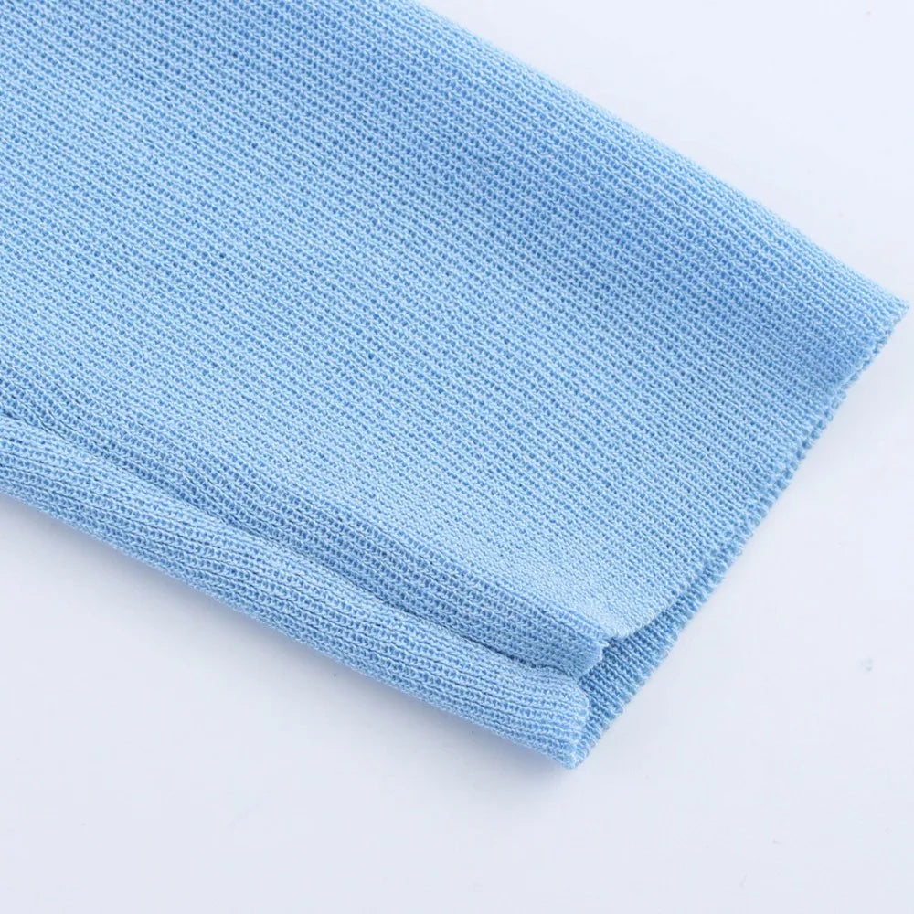 Women Pleated Knitted Pullover Slim-fit Round Neck Long Sleeve Simple Sweater