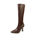 Women Pointed Toe High Heels Long Boots - Brown / 40