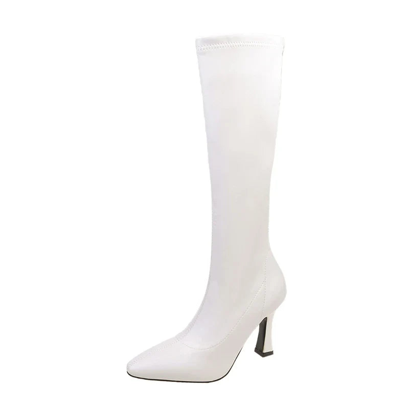 Women Pointed Toe High Heels Long Boots - WHITE / 40