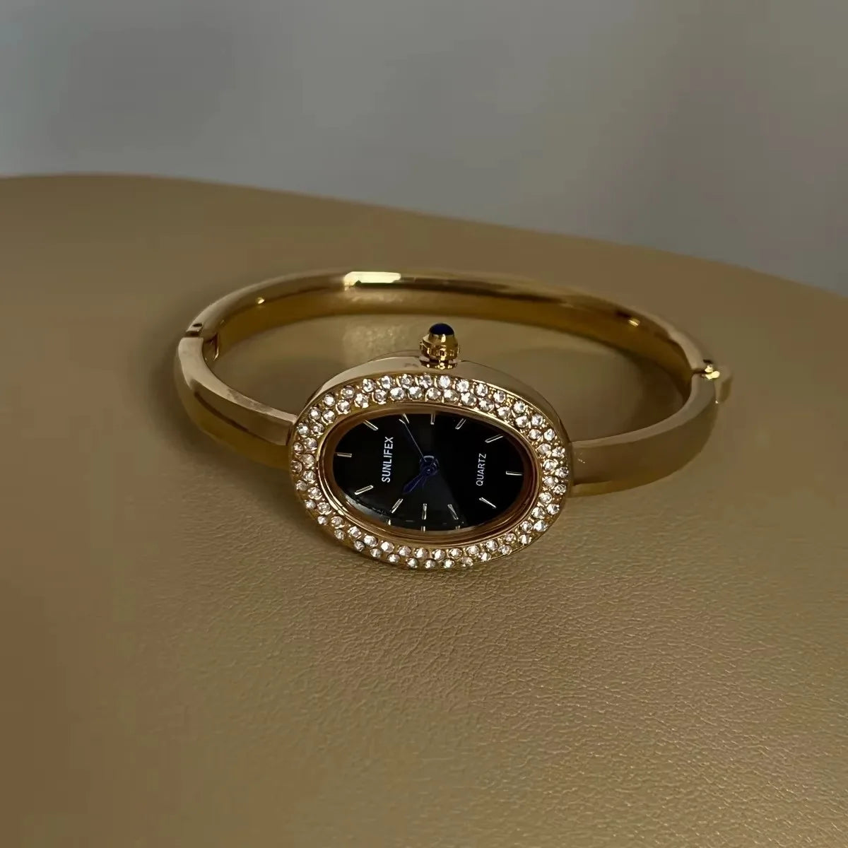 Women Quartz Watch Roman Numerals Vintage Simple Oval Clock Stainless Steel - 06