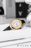 Women Quartz Watch Roman Numerals Vintage Simple Oval Clock Stainless Steel
