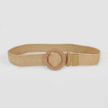 Women Round Buckle Boho Straw Belt