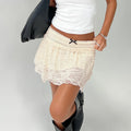 Women Ruffled Lace Mini Skirt