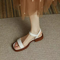 Women Sandals Low Heels Basic Genuine Leather - WHITE / 35