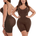 Women Seamless Low Back Bodysuit Shapewear Waist - Brown / M