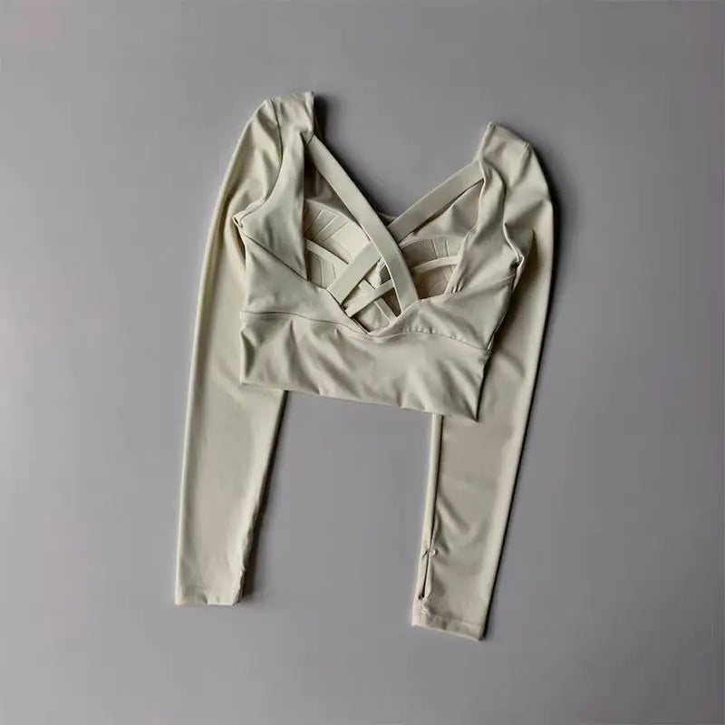 Women Seamless Sports Bra - Beige Shirt / S / CHINA