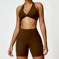 Women Seamless Yoga Set 2PCS Gym Workout Clothes for Female - Brown Set-1 / M / CHINA