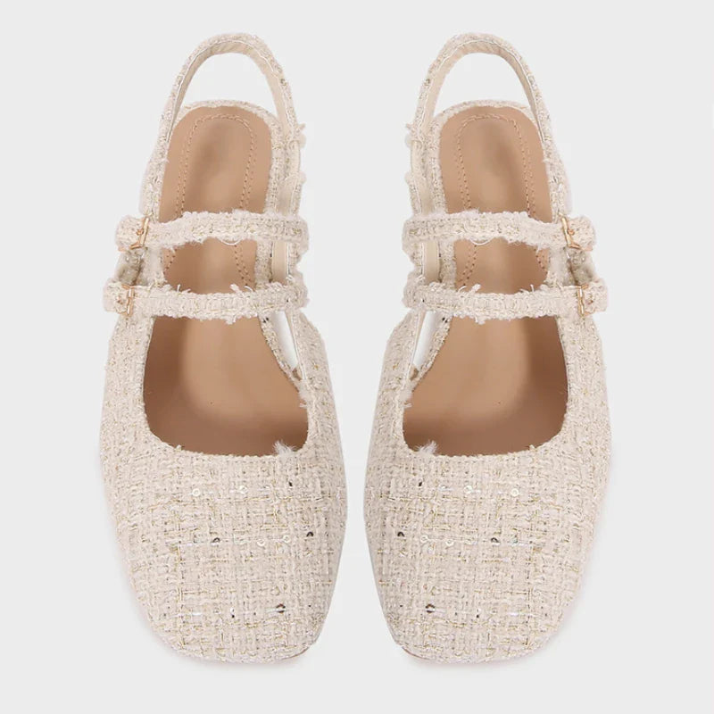 Women Shoes Buckle Strap Light Fabric Low Heels