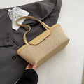 Women Shoulder Bag PU Woven Patchwork Stick - yellow