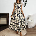 Women Sleeveless Boho Floral Maxi Dress Button Shirt V Neck Flowy Belted - electronic accessories