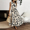 Women Sleeveless Boho Floral Maxi Dress Button Shirt V Neck Flowy Belted - electronic accessories