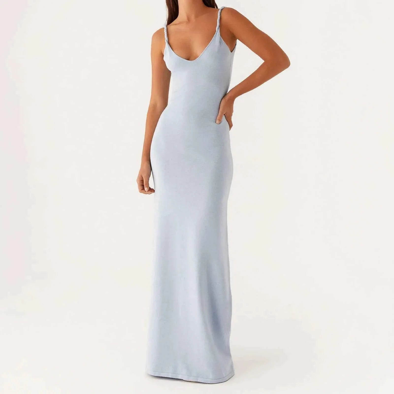 Women Sleeveless Dress V-Neck Backless