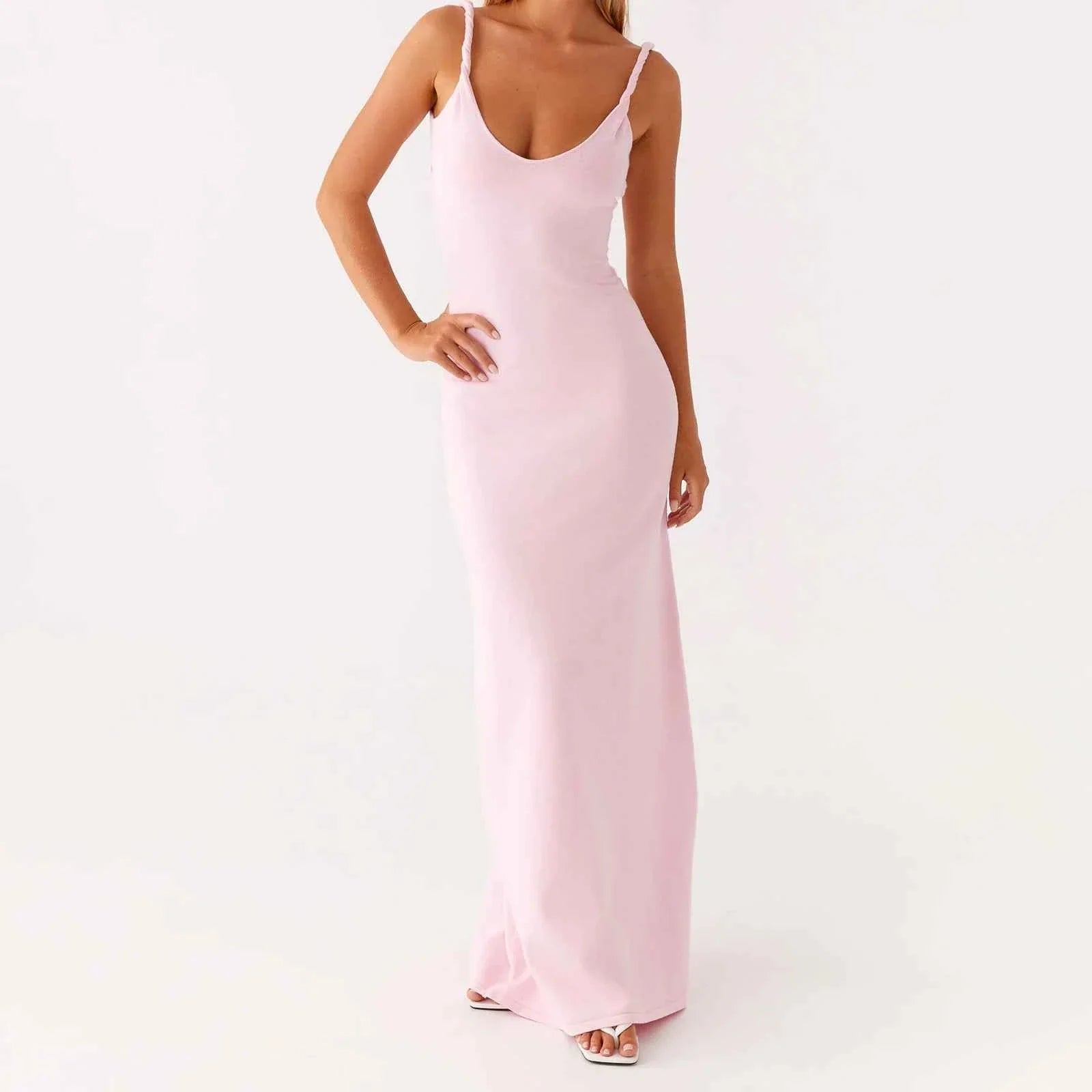 Women Sleeveless Dress V-Neck Backless