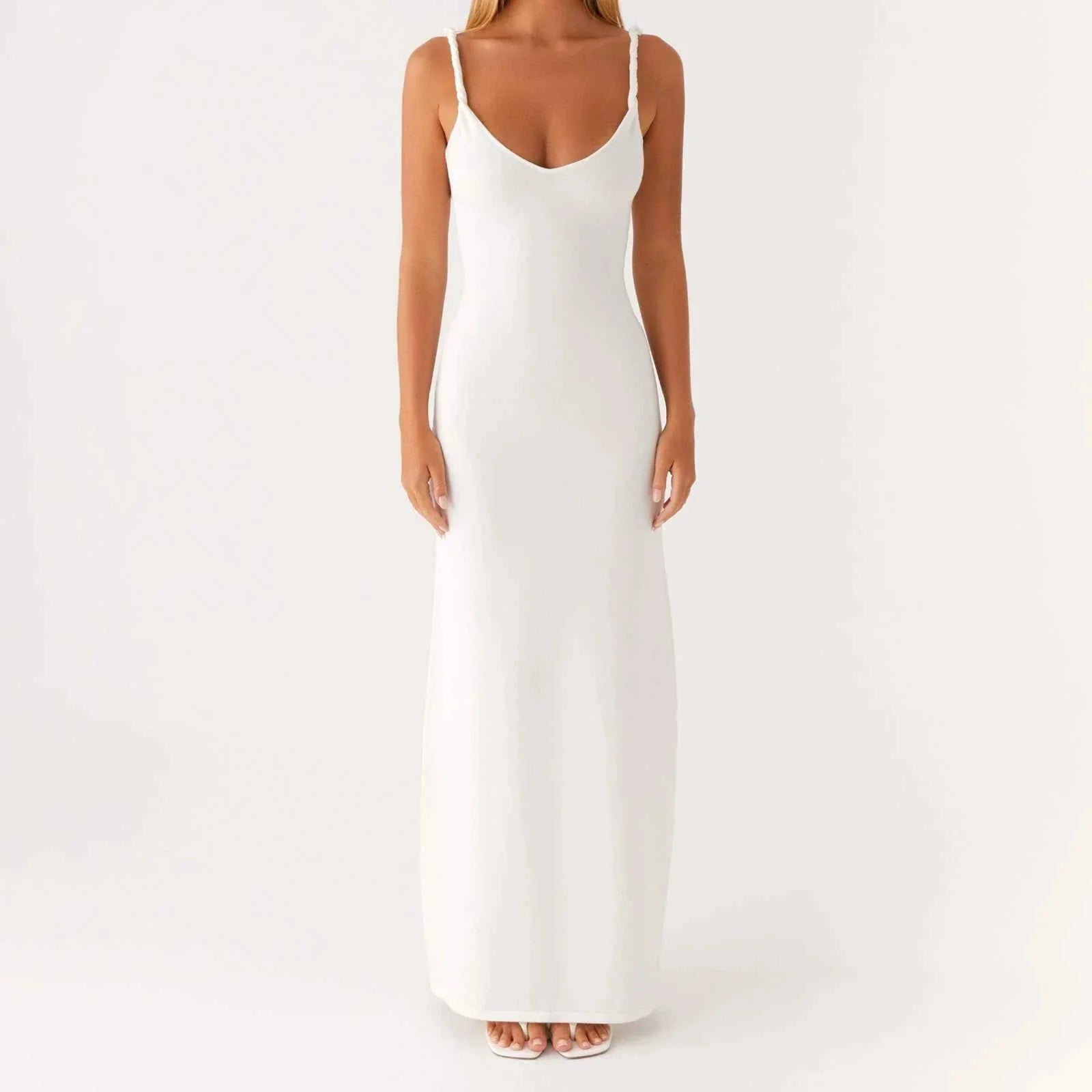 Women Sleeveless Dress V-Neck Backless