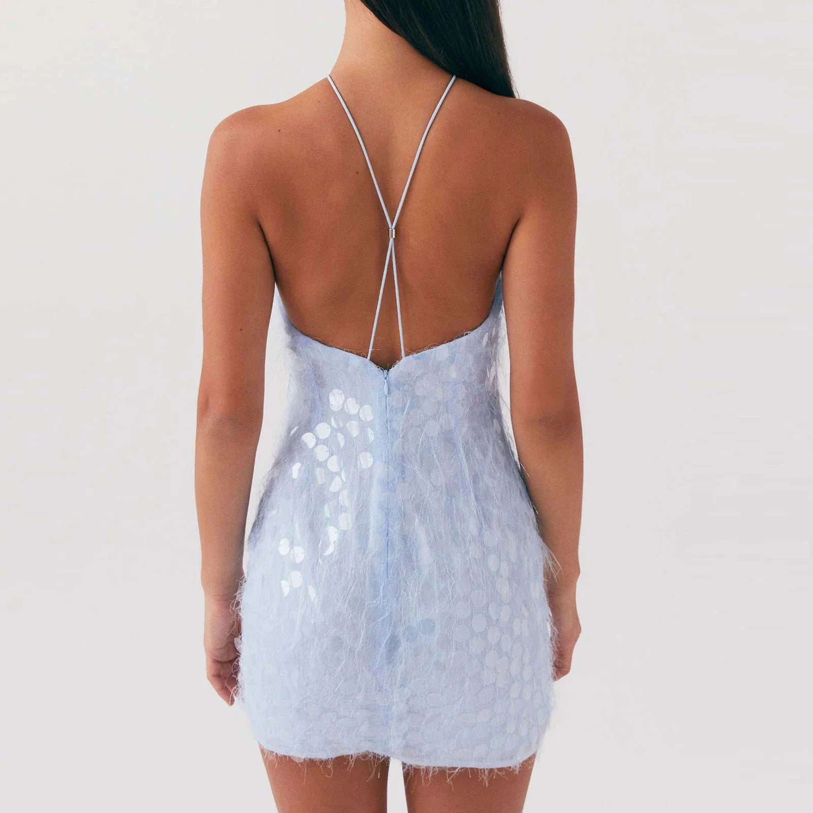 Women Slip Dress Spaghetti Straps Backless Mini