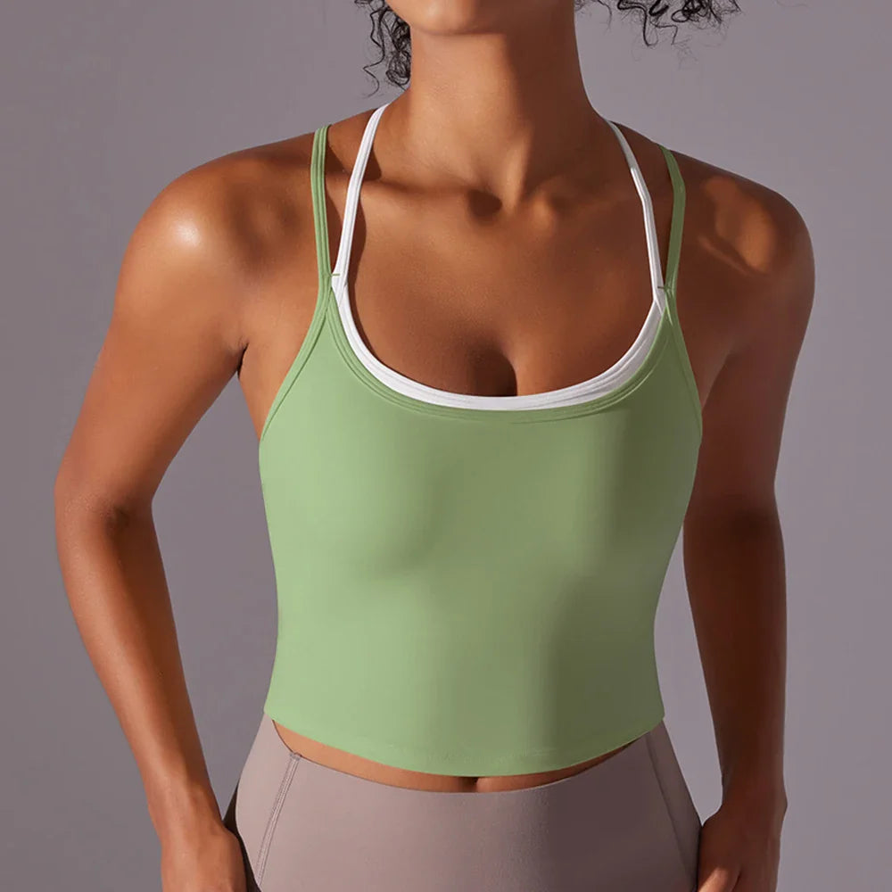 Women Solid Color Fitness Yoga Bra - Avocado green / L / CHINA