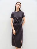 Women Solid Long Dress - GRAY / XS