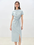 Women Solid Long Dress - SKY BLUE / XS