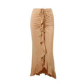 Women Solid Ruffles Skinny Skirt